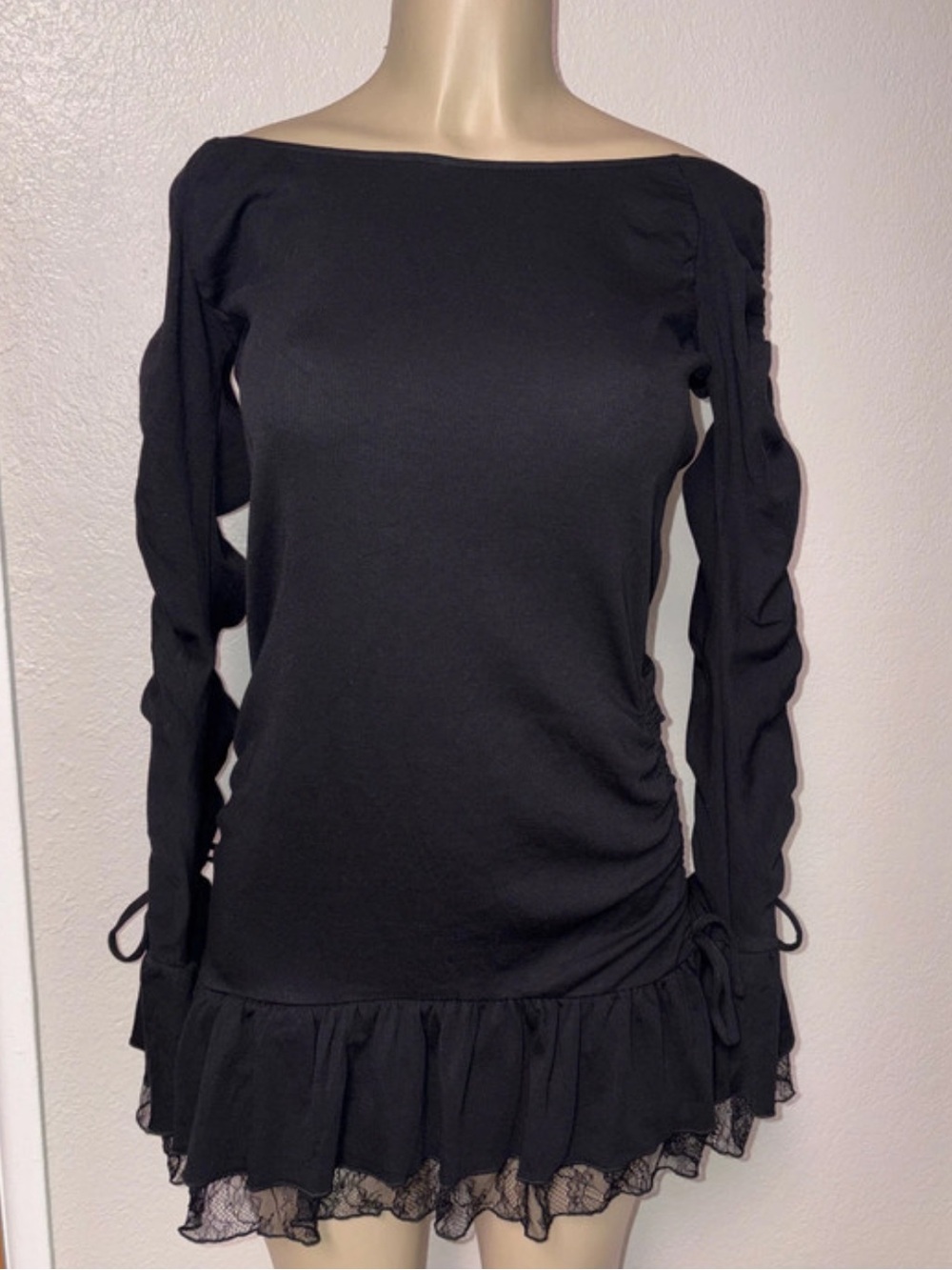 #DK400 - NWT - Dolls Kill Current Mood Black Off Shoulder Mini Dress -XXL